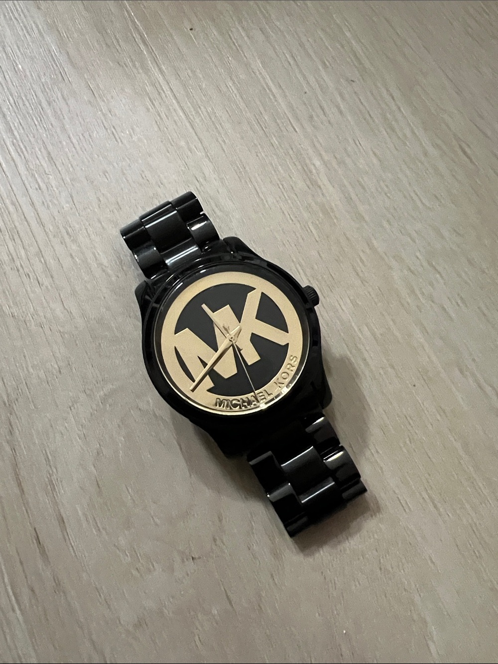 Michael Kors Black and Gold Logo Dial Men's Bracelet Watch